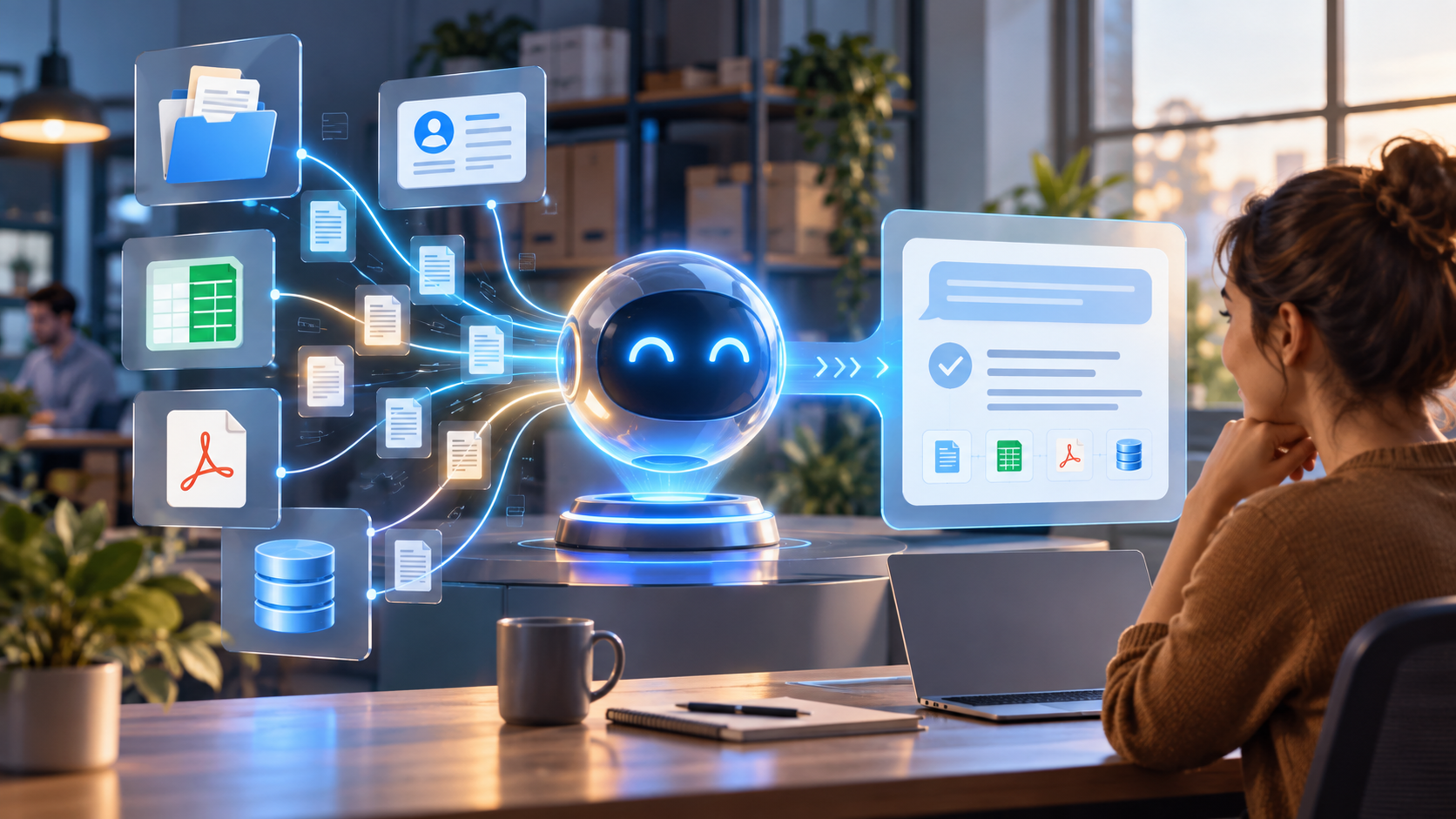 Agente de IA conectando documentación, CRM y datos de una PYME